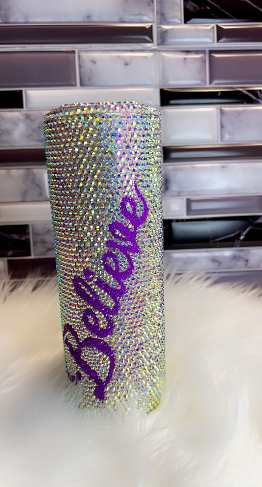 Believe Rhinestone Tumbler